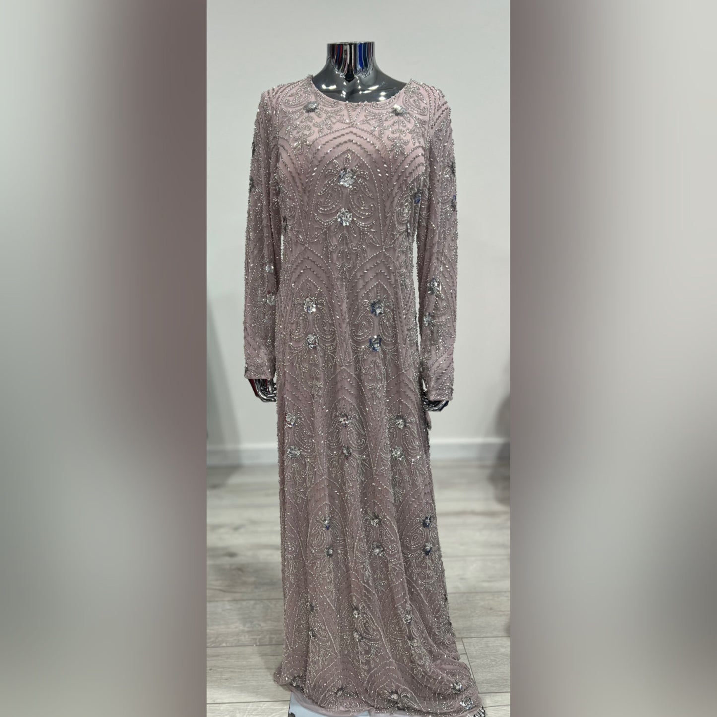 MG0561 - LIGHT PINK BEADED FULL SLEEVE EVENING WEAR