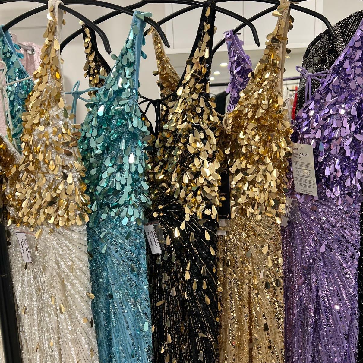 Backless Fishtail Sequinned, beaded, frilled dress