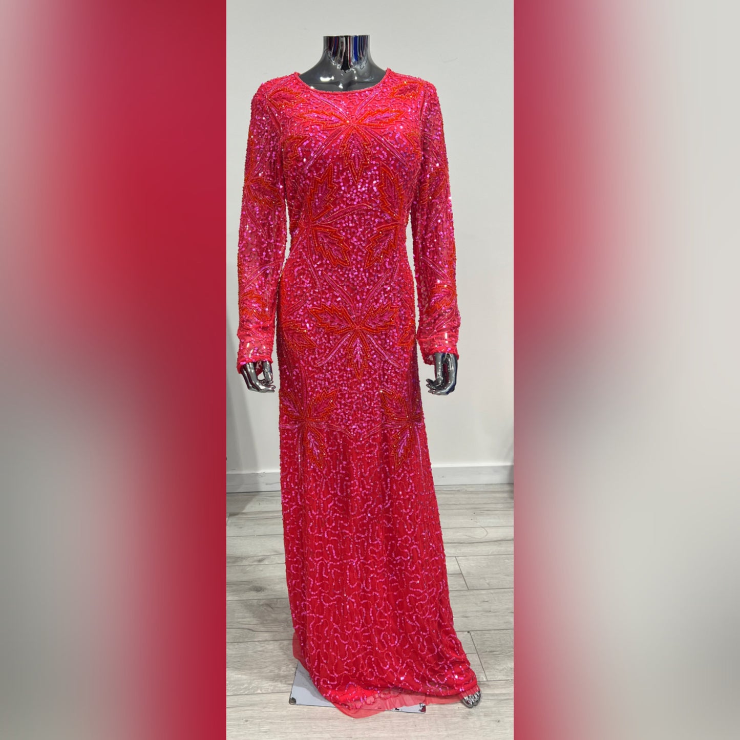 MG0557- FUCHSIA LONG SLEEVE BEADED