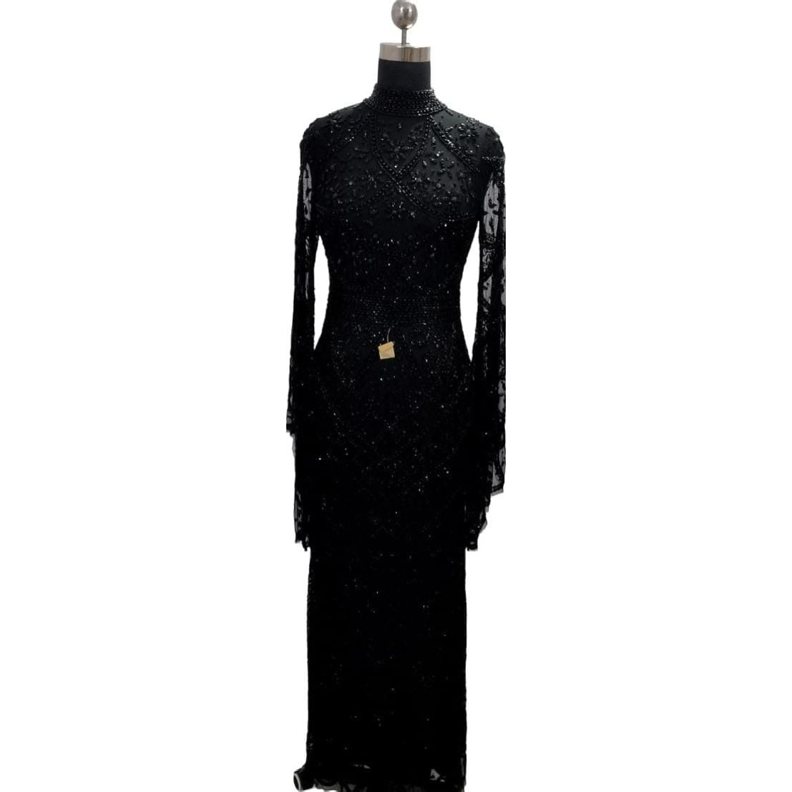 Modest Heavy Beaded Long Sleeve evening Dress