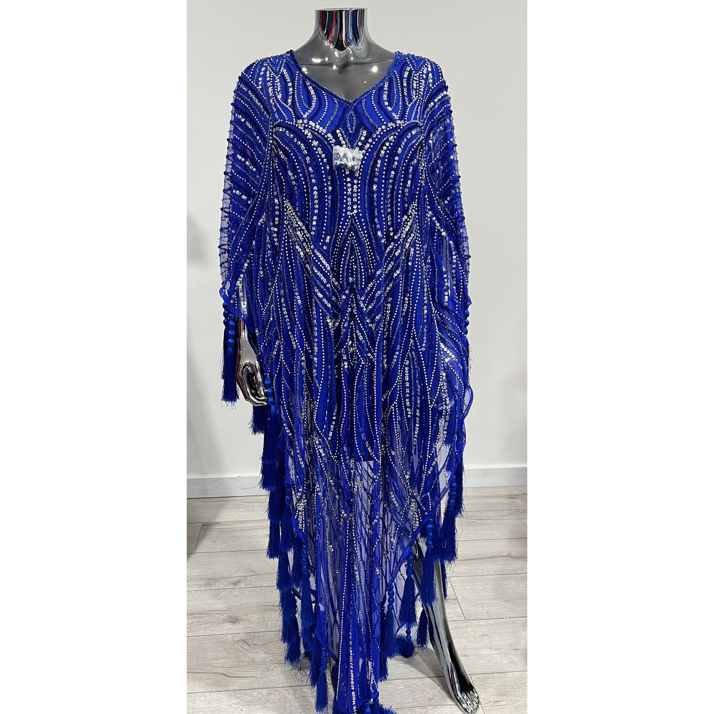 MG10120 - Beaded Kaftan in Royal Blue | One Size Fits UK 6-20