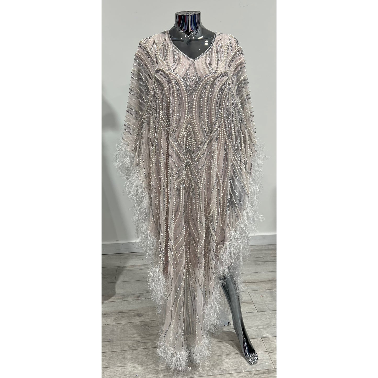 MG10150 - Beaded Kaftan in Rose Pink | One Size Fits UK 6-20
