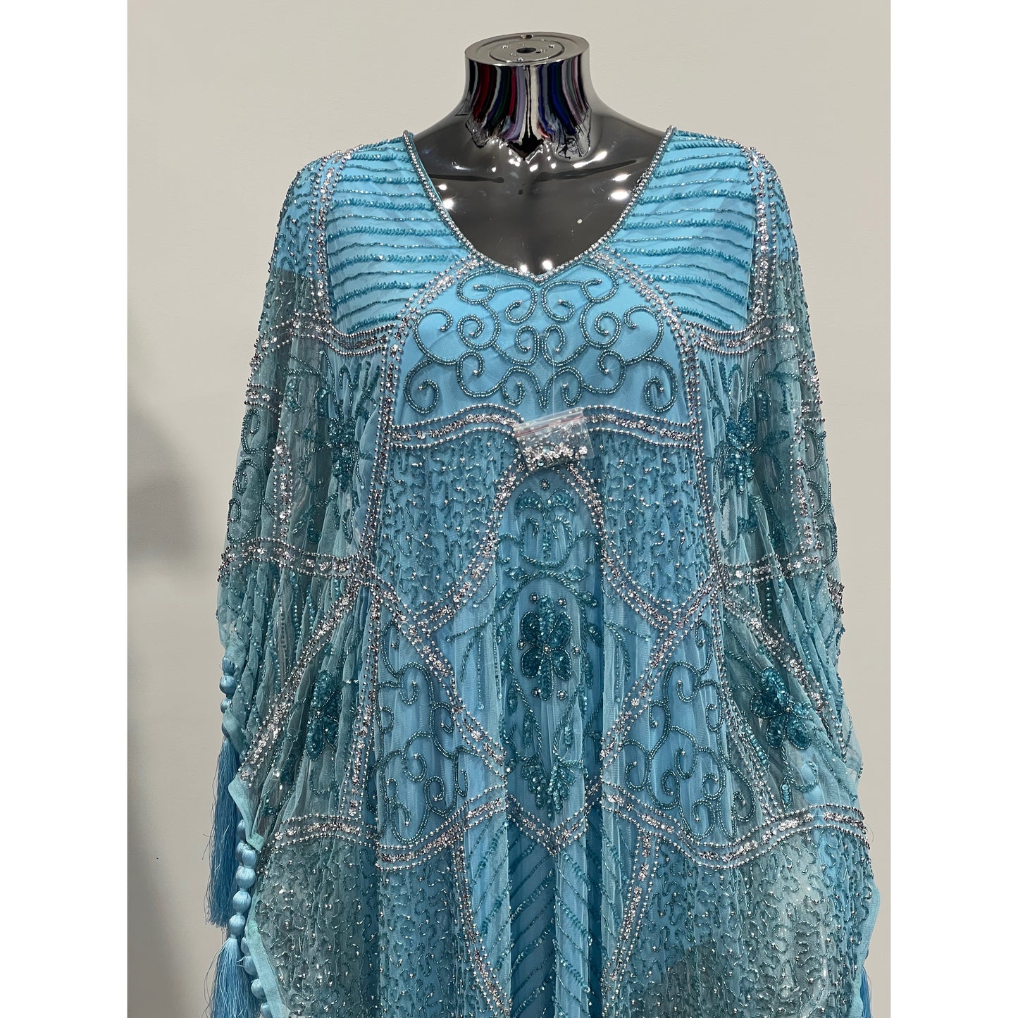 MG10140 - Beaded Kaftan in Sky Blue | One Size Fits UK 6-20