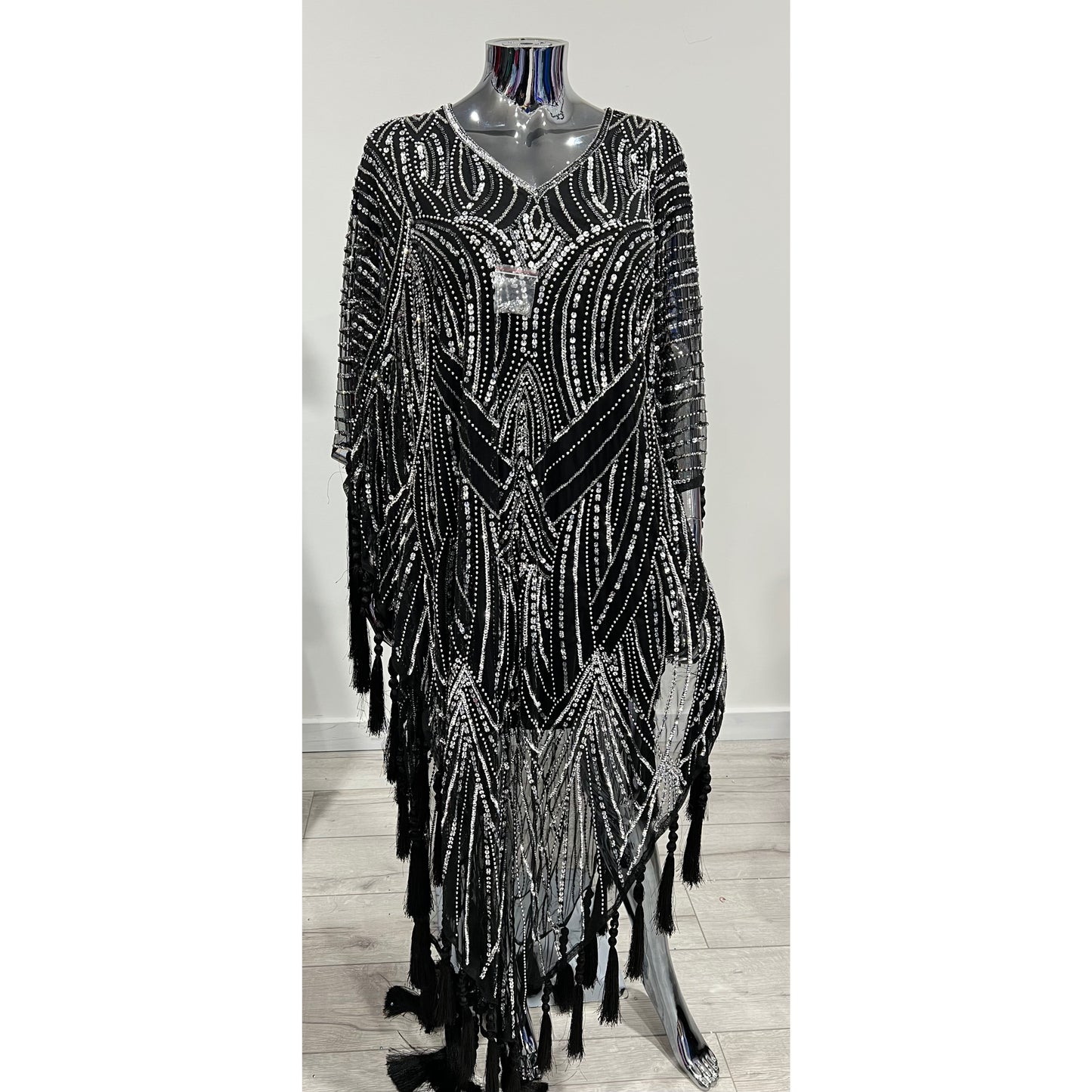 MG10190 - Beaded Kaftan in Black-1 | One Size Fits UK 6-20