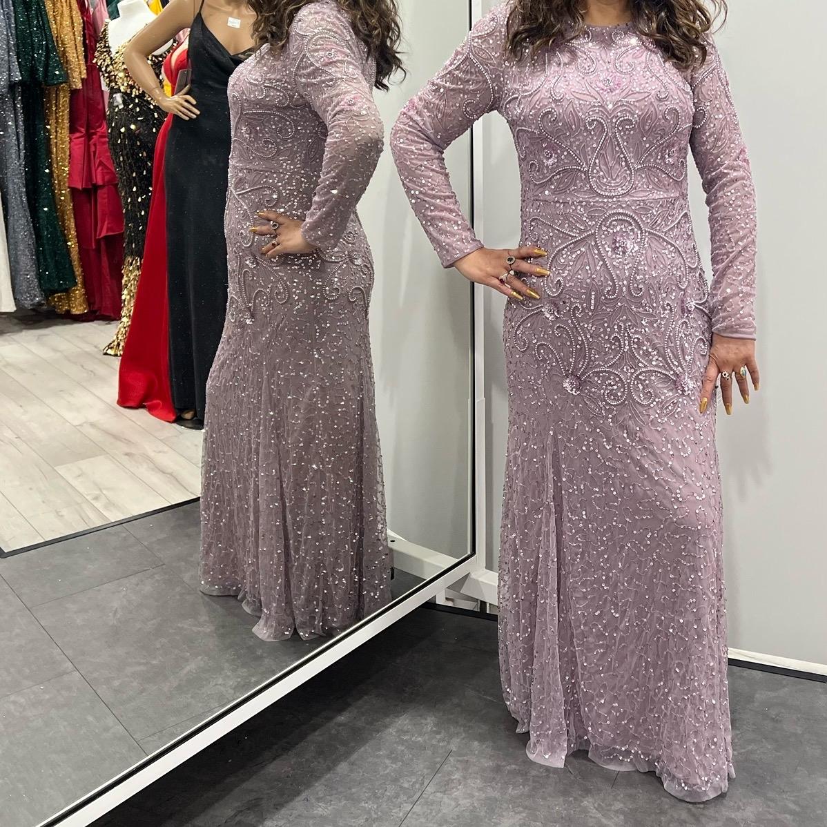 Heavy Beaded Sequence Dress - Light Lilac