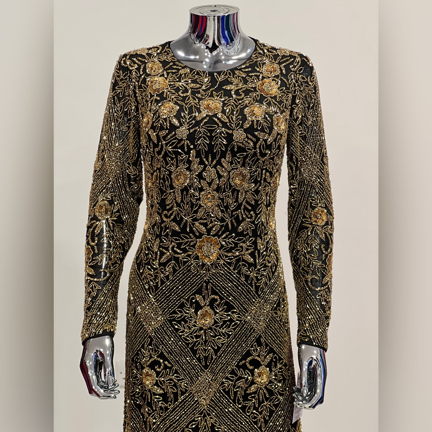 MG0560 - BLACK/GOLD LONG SLEEVE BEADED MG's Couture MG0560 - BLACK/GOLD LONG SLEEVE BEADED MG's Couture